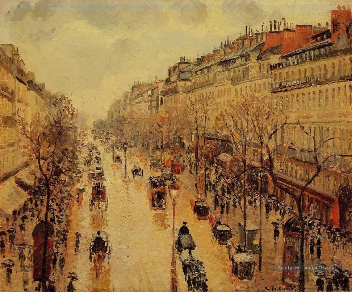 boulevard montmartre après midi sous la pluie 1897 Camille Pissarro Parisien Peintures à l'huile
